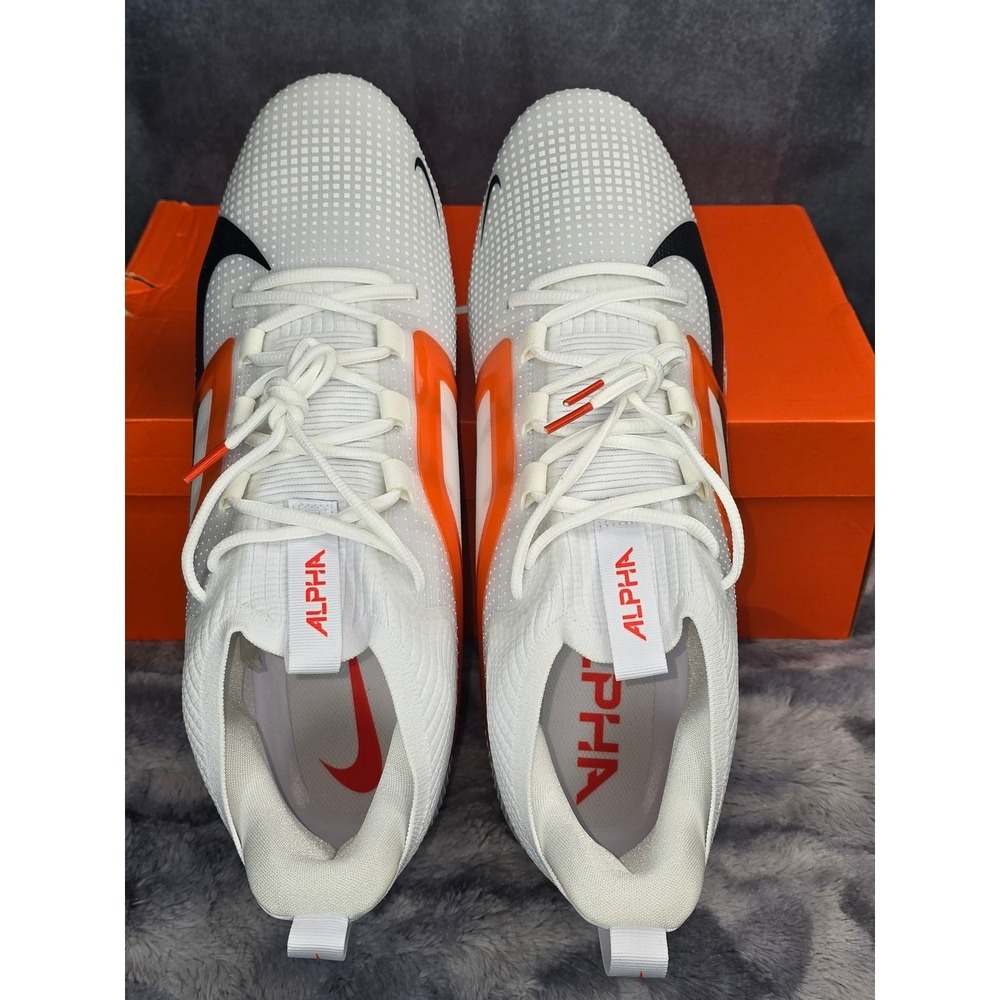 NWB Nike Alpha Menace 4 Elite TB P White Orange Football Cleats SZ 12.5 - Picture 4 of 8